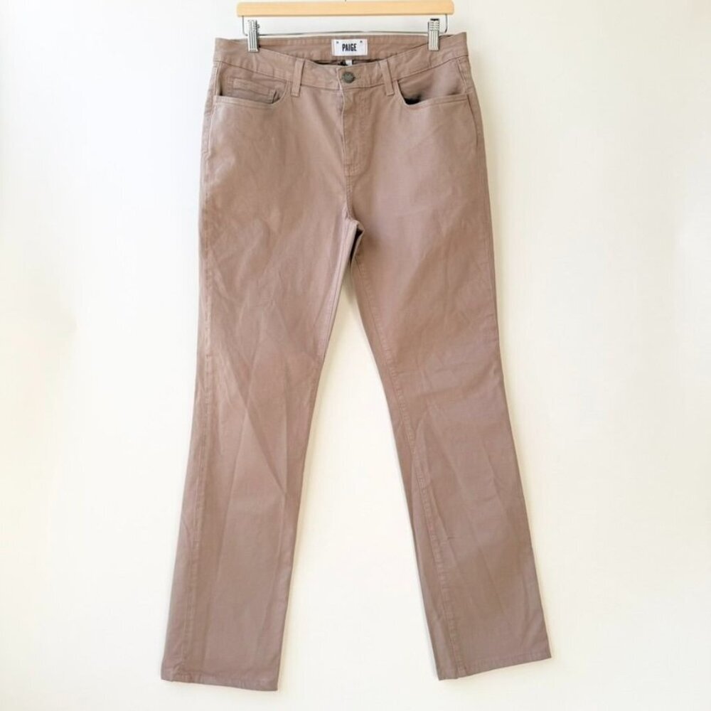 PAIGE Normandie Slim Straight Twill Pants – Timberwolf (Size 32) K58